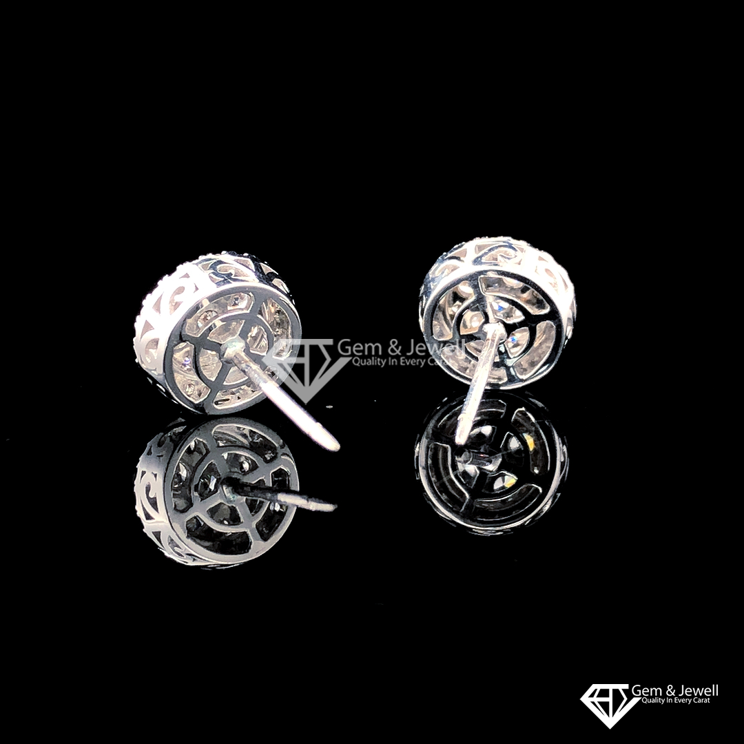 Exquisite Floral Diamond Stud Earrings in Yellow and White Gold