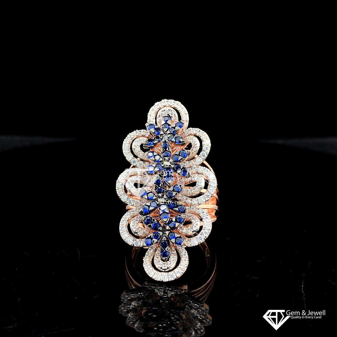 Blue Gemstone floral big Ring online