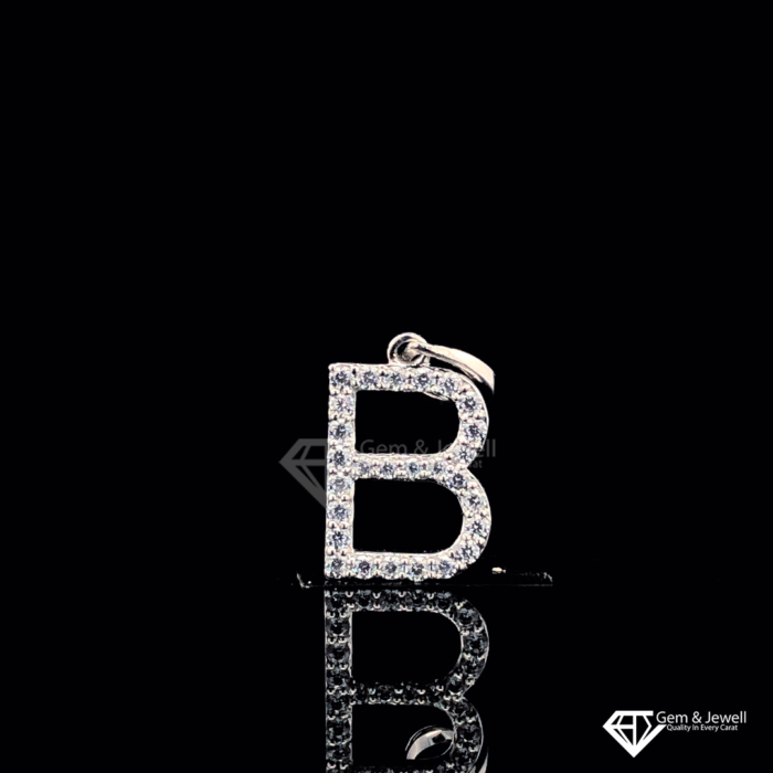 Letter B Diamond Pendant with Round Natural Diamonds