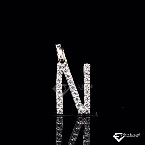 Letter N Alphabet Pendant with Natural Diamond