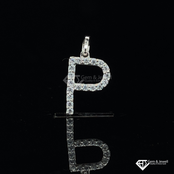 Alphabet Letter P Pendant with Natural Diamond