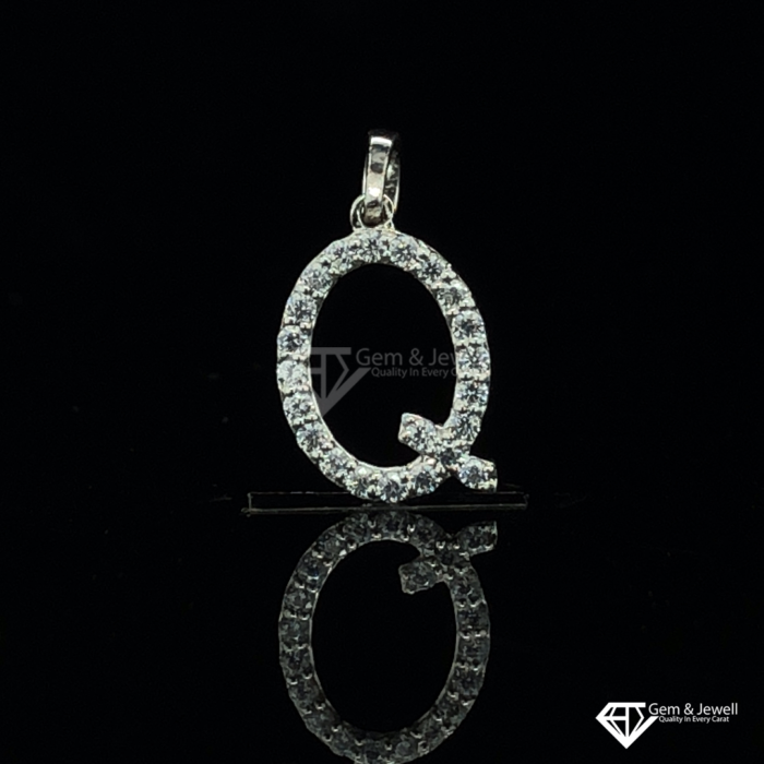 Alphabet Letter Q Pendant with Natural Diamond