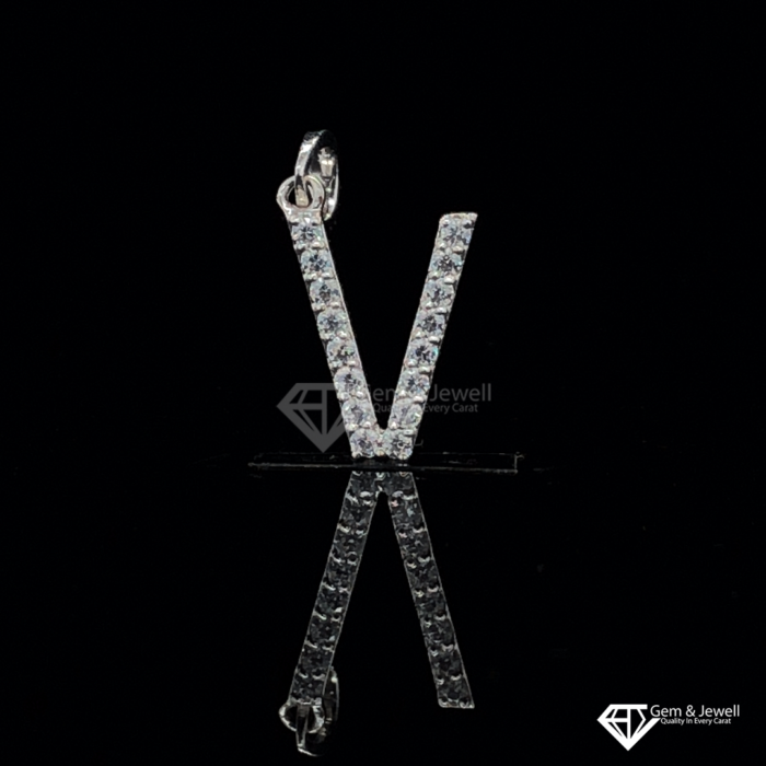 Alphabet Letter V Diamond Pendant Online