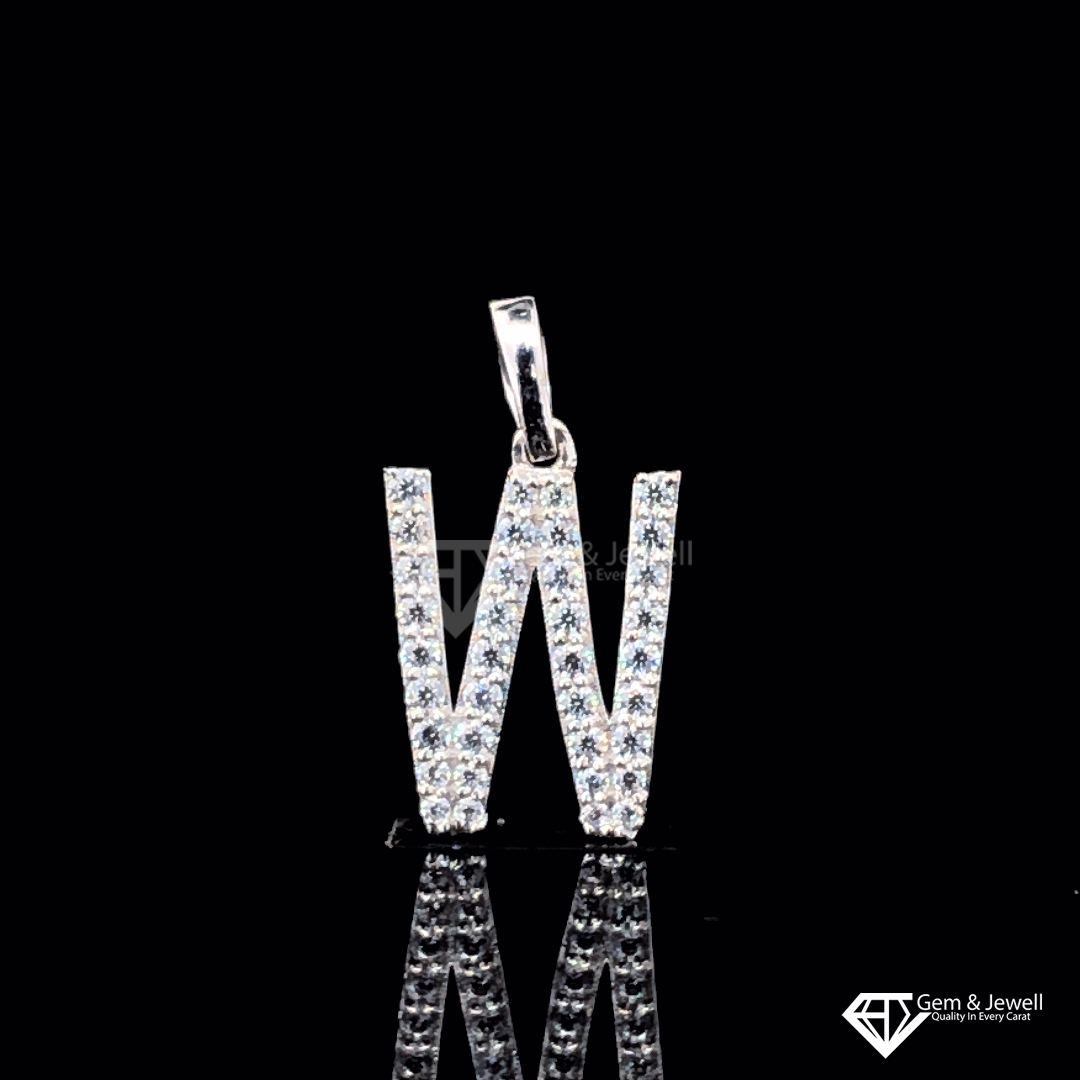 Alphabet letter W Diamond Pendant for women