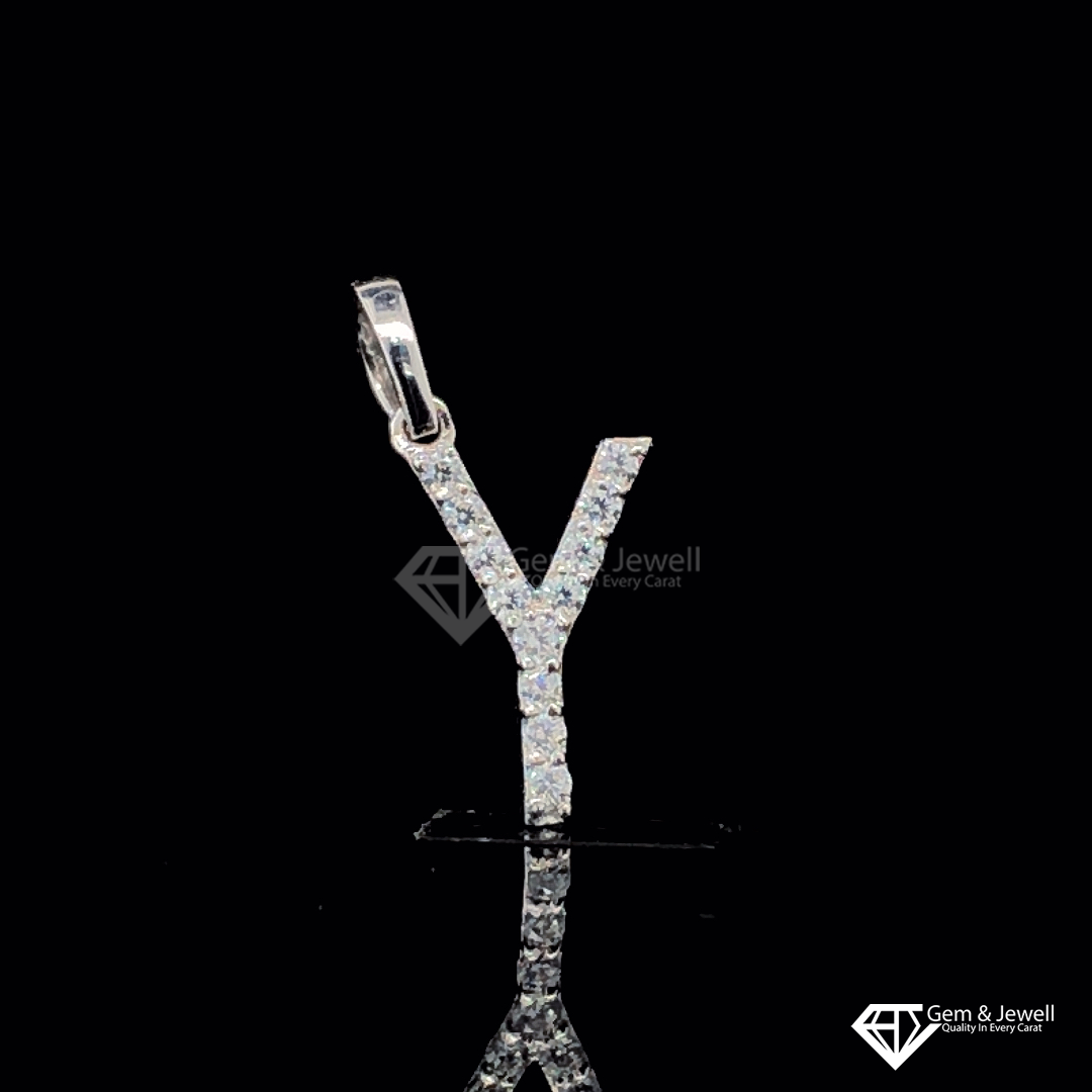 Alphabet letter Y Diamond Pendant