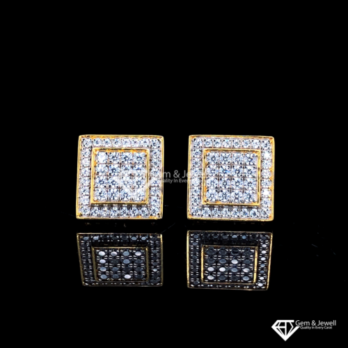 Sparkling Real Diamond Square Earring