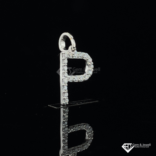 Alphabet Letter P Pendant with Natural Diamond