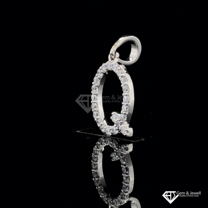 Alphabet Letter Q Pendant with Natural Diamond