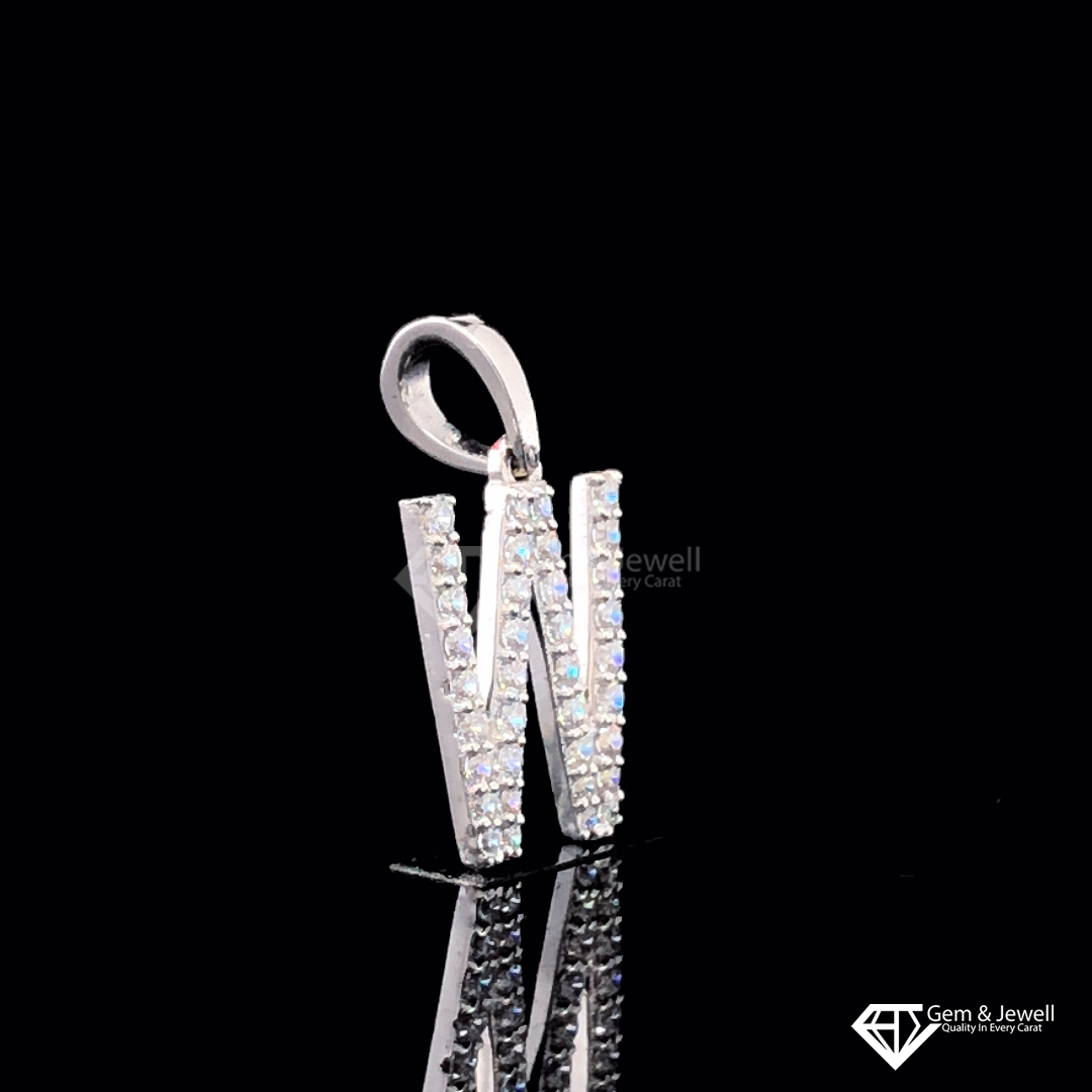 Alphabet Letter W Diamond Pendant for women