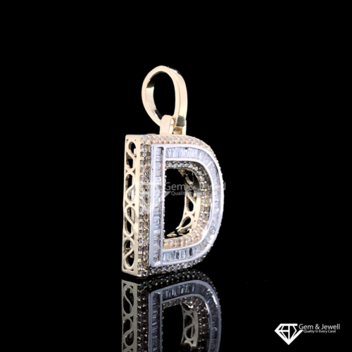 Letter D Pendant with Natural Diamonds