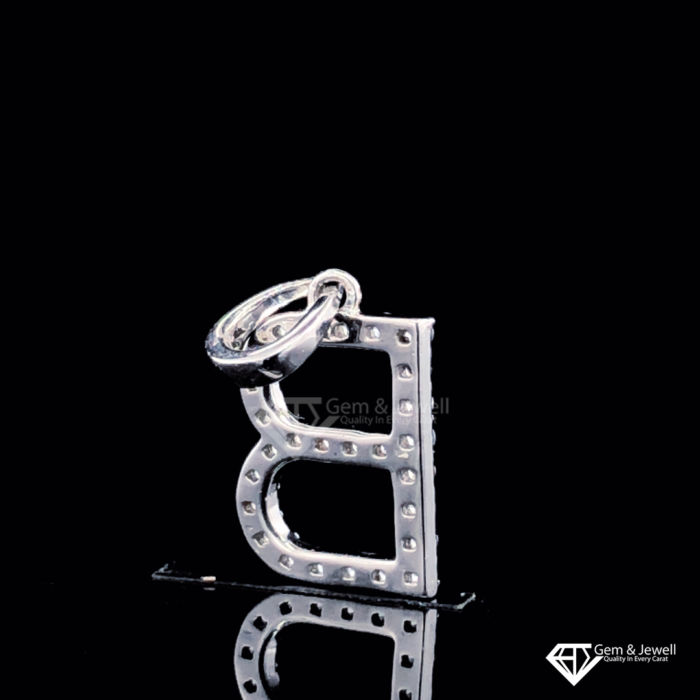 Letter B Diamond Pendant with Round Natural Diamonds