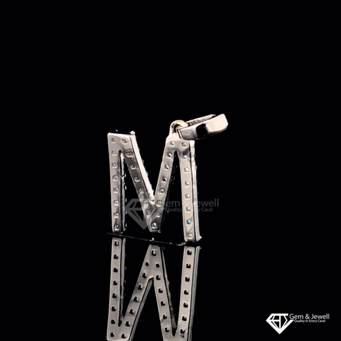 Letter M Alphabet Diamond Pendant with Natural diamond