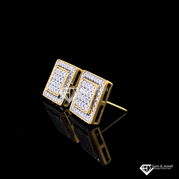 Sparkling Real Diamond Square Earring