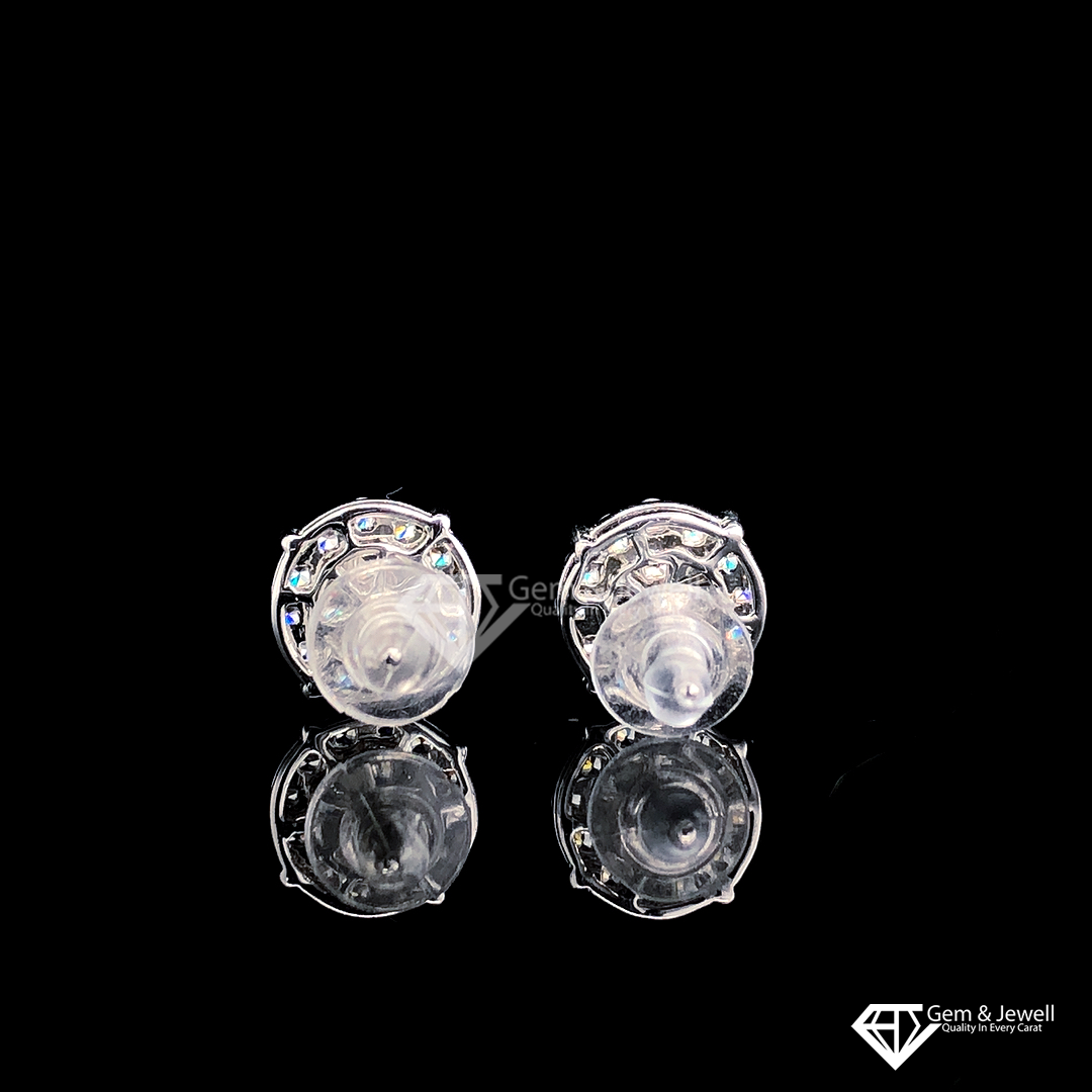 Iced Out Round Diamond Stud Earrings - Real 925 Silver – Huerta Jewelry