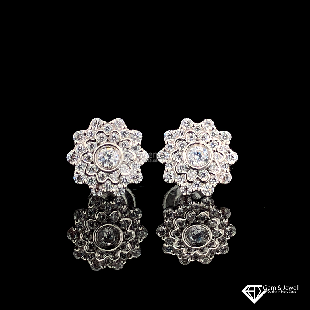 Antique Floral Earring with Natural Diamonds for women