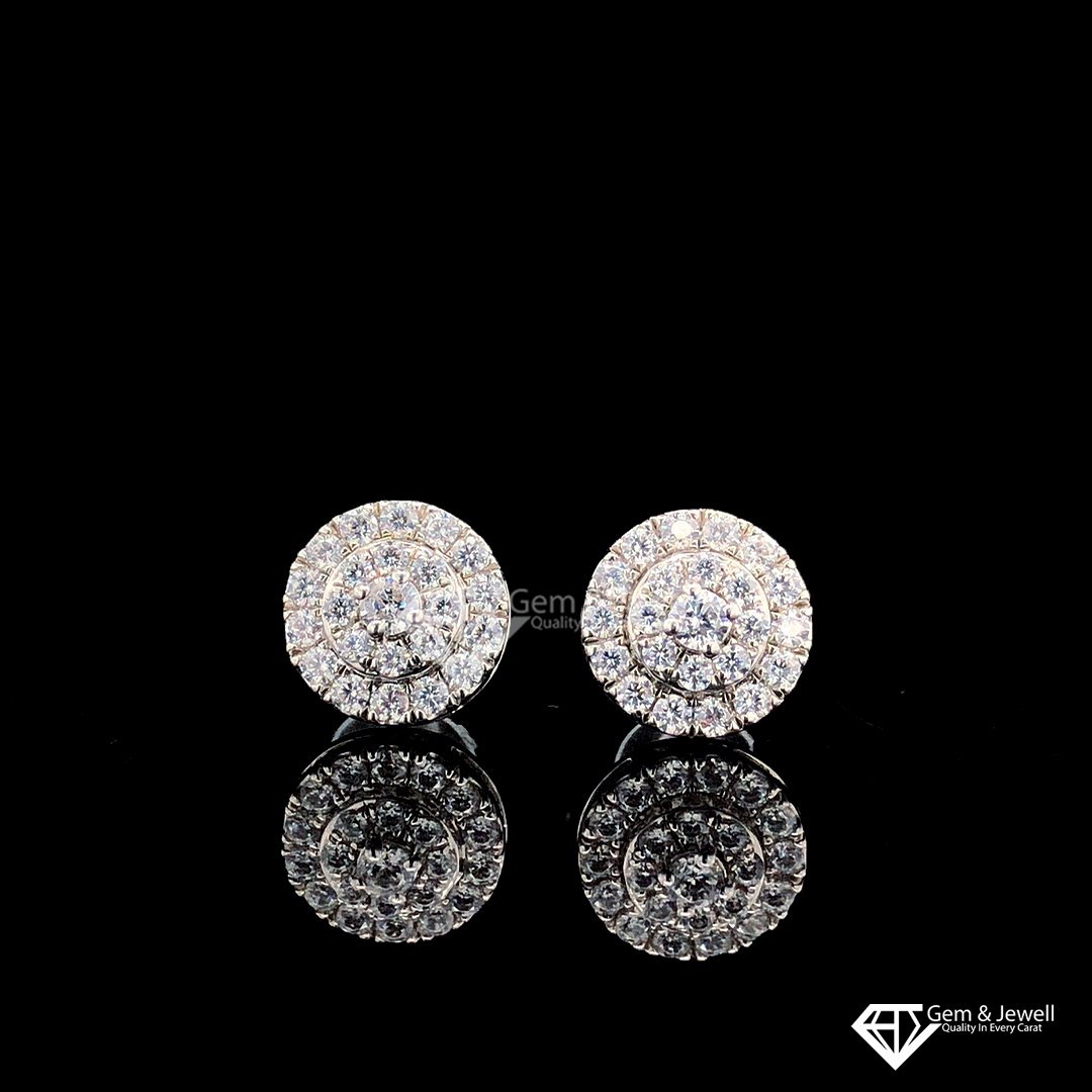 Enclosed White Gold & Platinum Round Diamond Stud Earrings - Sarkisians  Jewelry