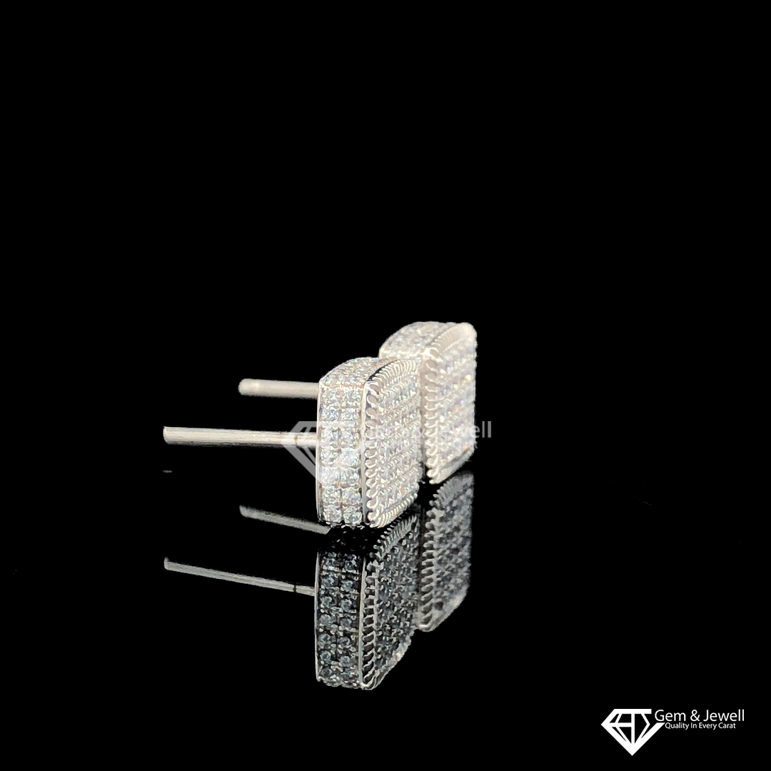 Square Earrings with Natural Diamonds