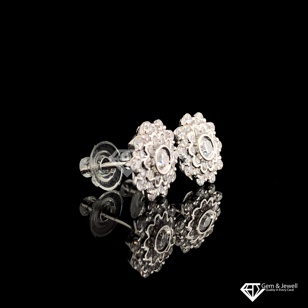 Antique Floral Earring with Natural Diamonds DEF Color