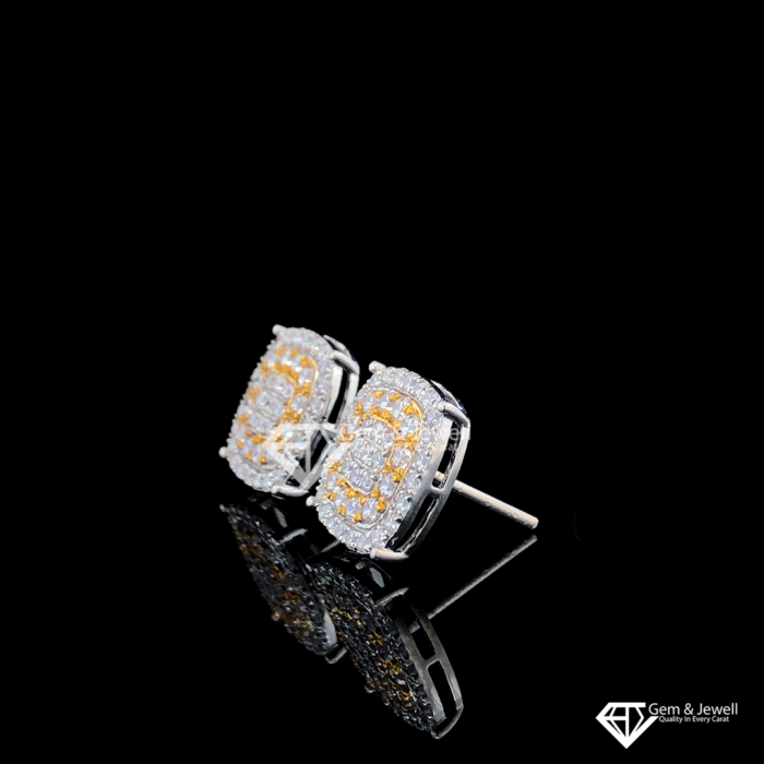 Square Earrings with Natural Diamonds for women