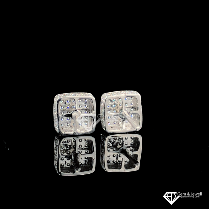 DEF Color Square Earrings with Natural Diamond